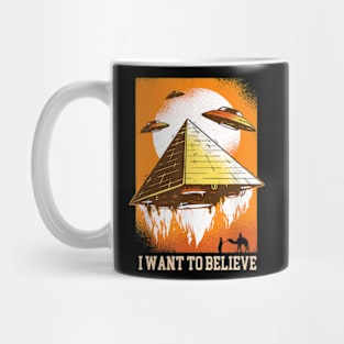 Flying UFO Pyramid I Want To Believe UFO Day Mug